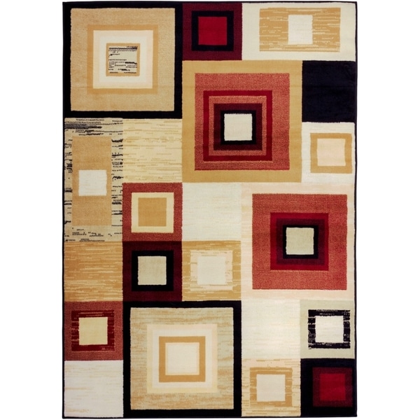 Well woven Malibu Abstract Geometric Multi/ Red Polypropylene Rug (82