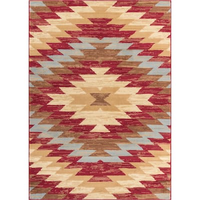 Well Woven Malibu Southwestern Kilim Multi Geometric Area Rug - 5' x 7'