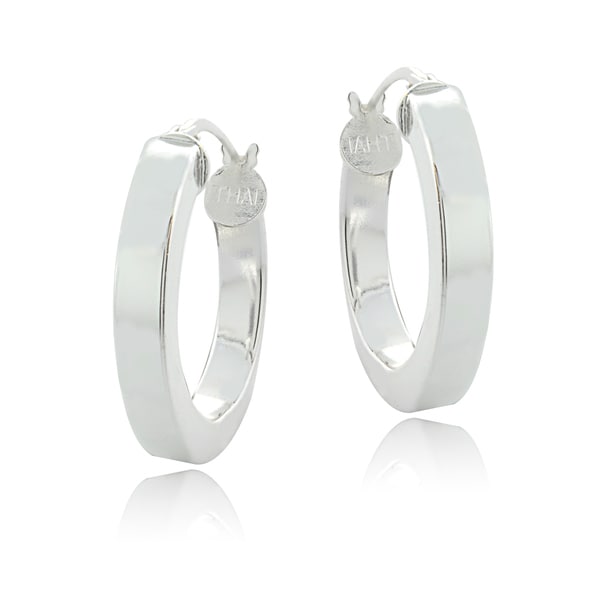 Mondevio Sterling Silver High Polish 20 mm Square Tube Hoop Earrings