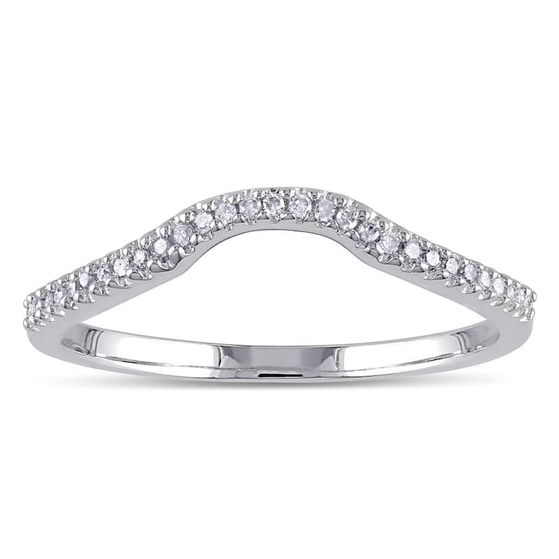 Sterling Silver 1/10ct TDW Diamond Anniversary Style Contour Stackable Wedding Band - 5