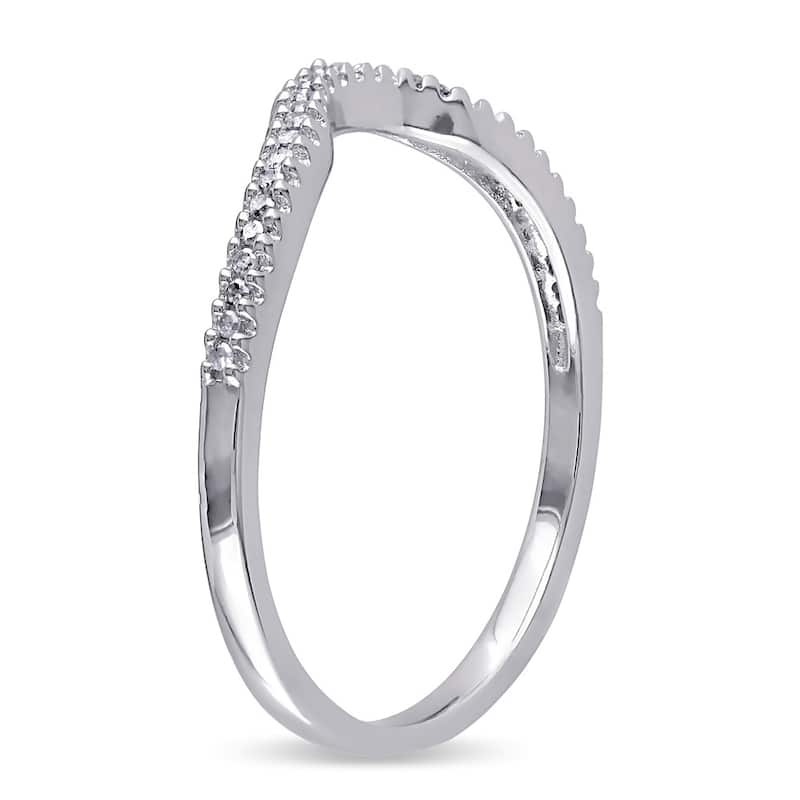Sterling Silver 1/10ct TDW Diamond Anniversary Style Contour Stackable Wedding Band