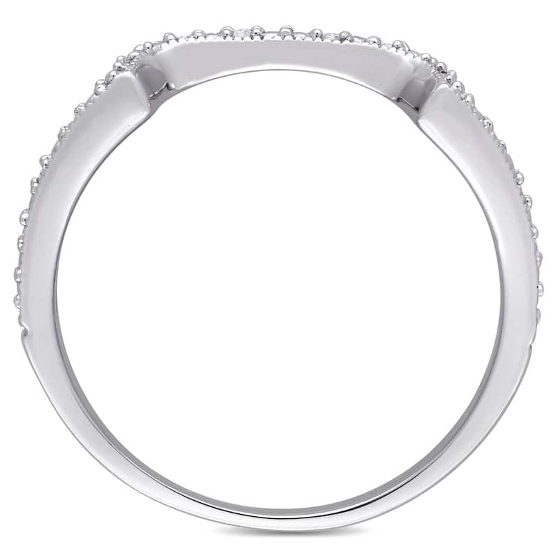 Miadora Sterling Silver Diamond Accent Contour Wedding Band Ring