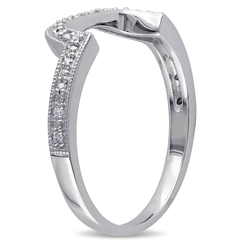 Miadora Sterling Silver Diamond Accent Contour Wedding Band Ring