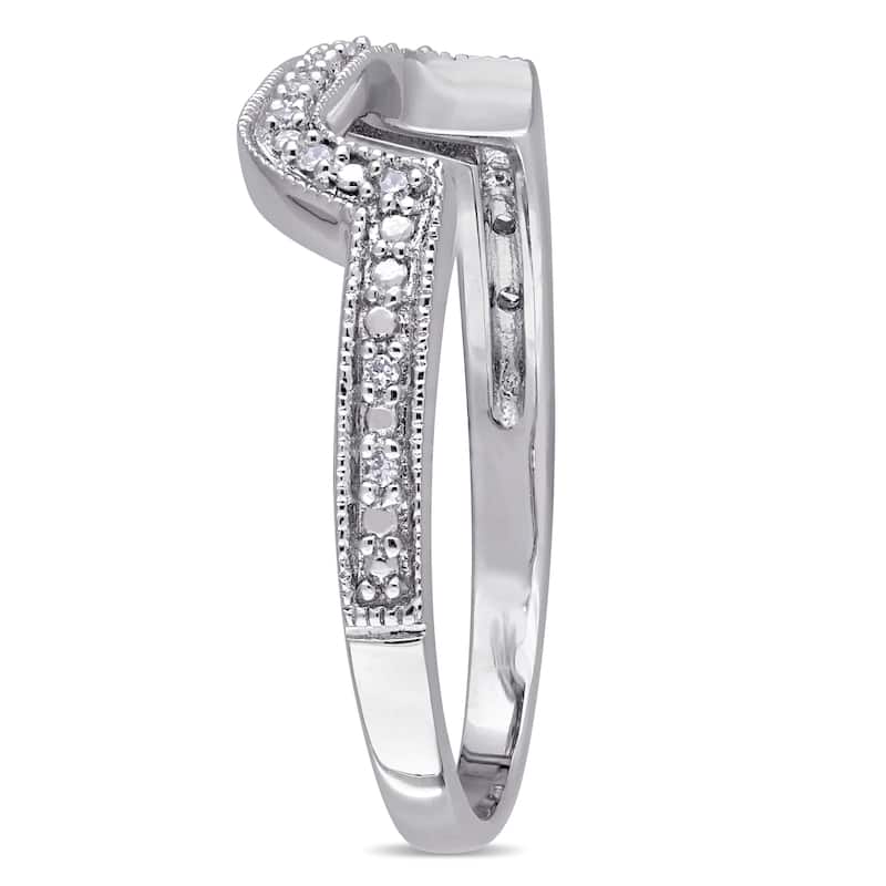 Miadora Sterling Silver Diamond Accent Contour Wedding Band Ring