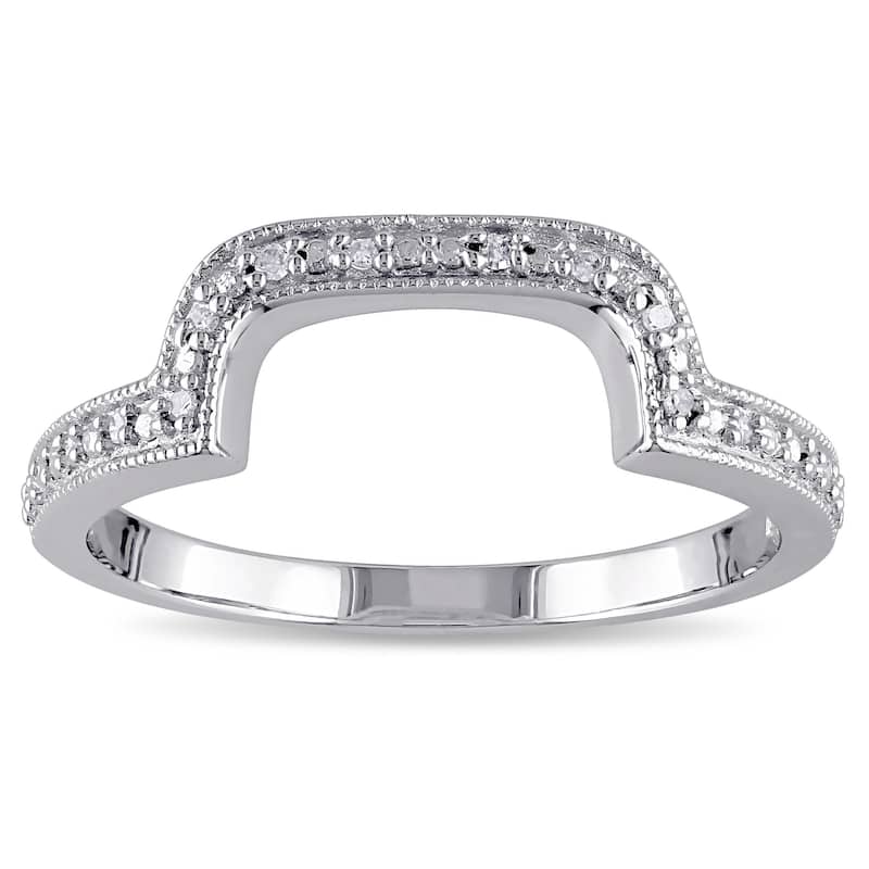 Miadora Sterling Silver Diamond Accent Contour Wedding Band Ring - 9