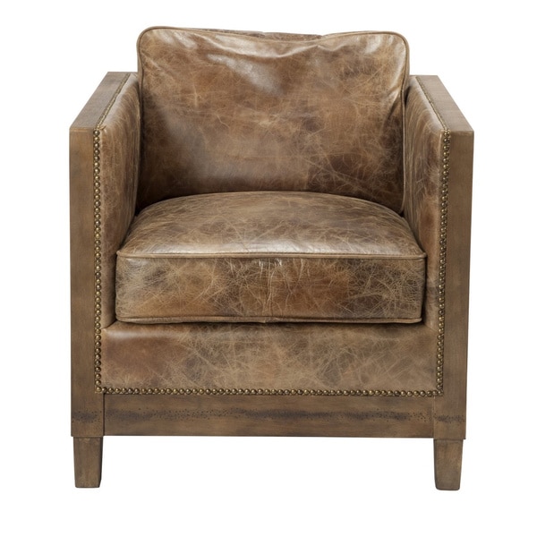 Vintage leather accent chair on sale
