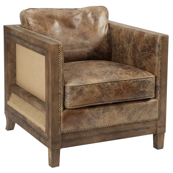 Shop Aurelle Home Everton Rustic Vintage Brown Leather ...