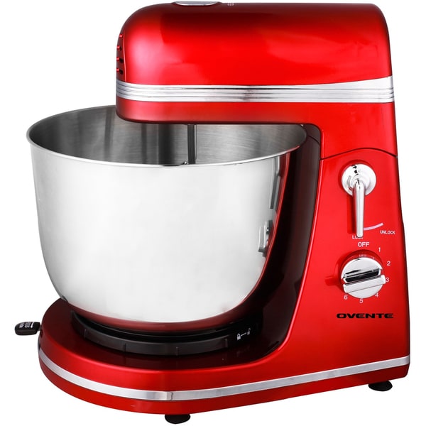 Ovente SM880R 6 speed 3.7 quart Metallic Red Professional Stand Mixer