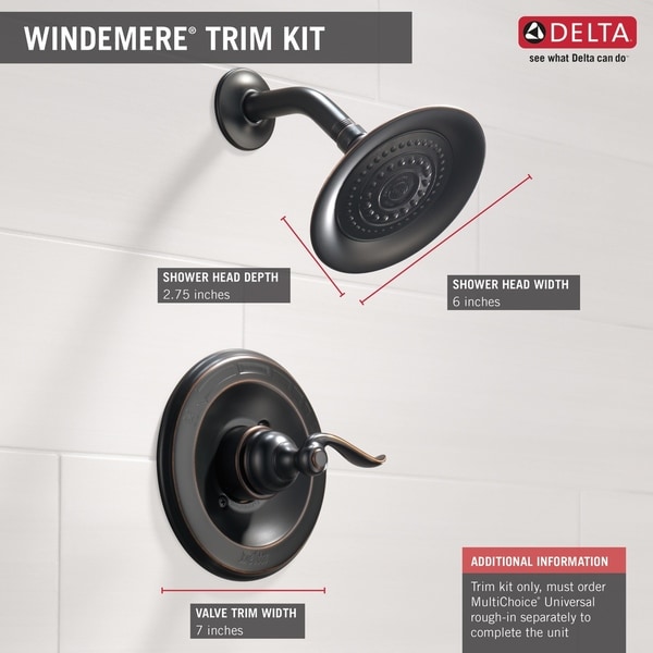 Delta Windemere Shower Faucet Tub Trim Kit Single One Handle Oil Rubbed