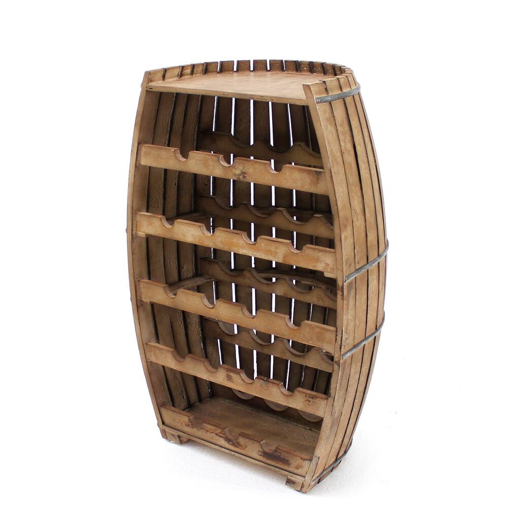 Brown Wood Barrel Wine Rack