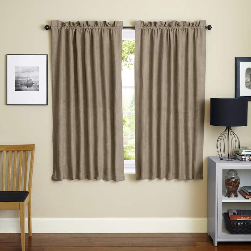Blazing Needles 63-inch Microsuede Blackout Curtain Panel Pair - 52 x 63 - Java