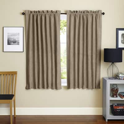 Blazing Needles 63-inch Microsuede Blackout Curtain Panel Pair - 52 x 63