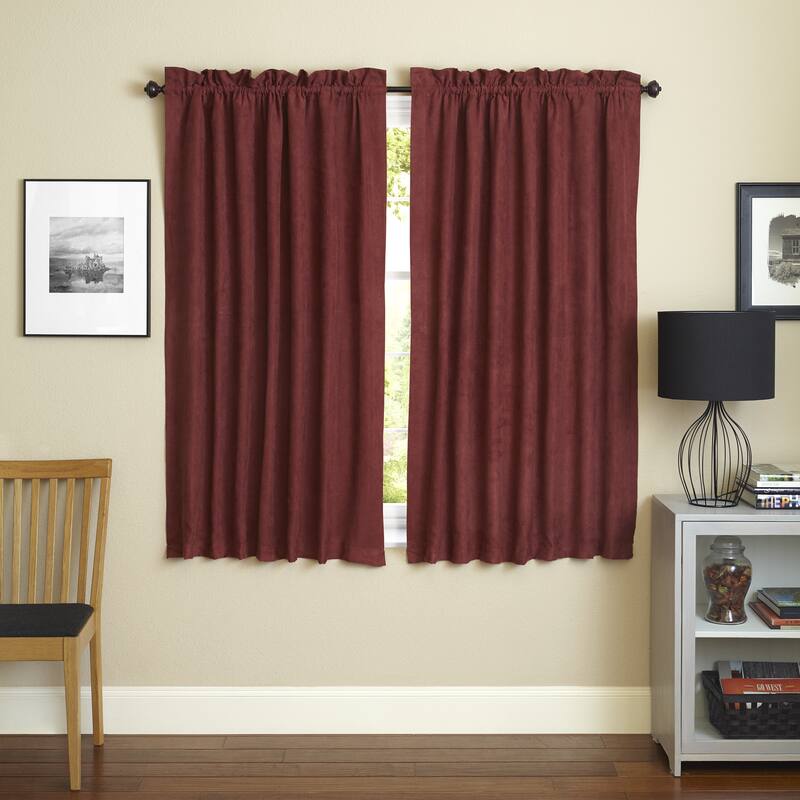 Blazing Needles 63-inch Microsuede Blackout Curtain Panel Pair - 52 x 63 - Red Wine