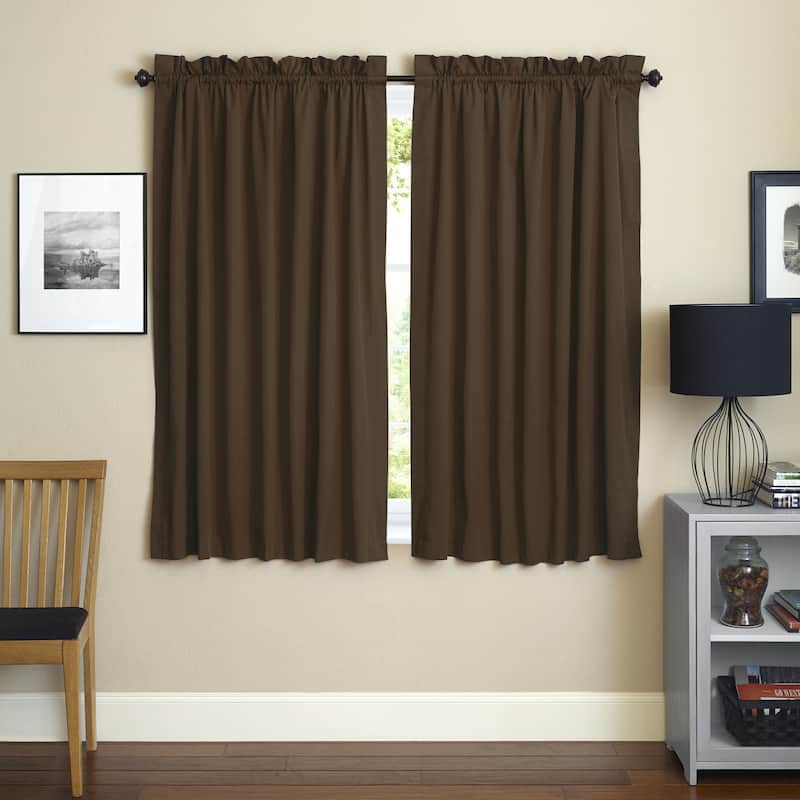 Blazing Needles 63-inch by 52-inch Twill Curtain Panels (Set of 2) - 52 x 63 - 52 x 63 - Chocolate