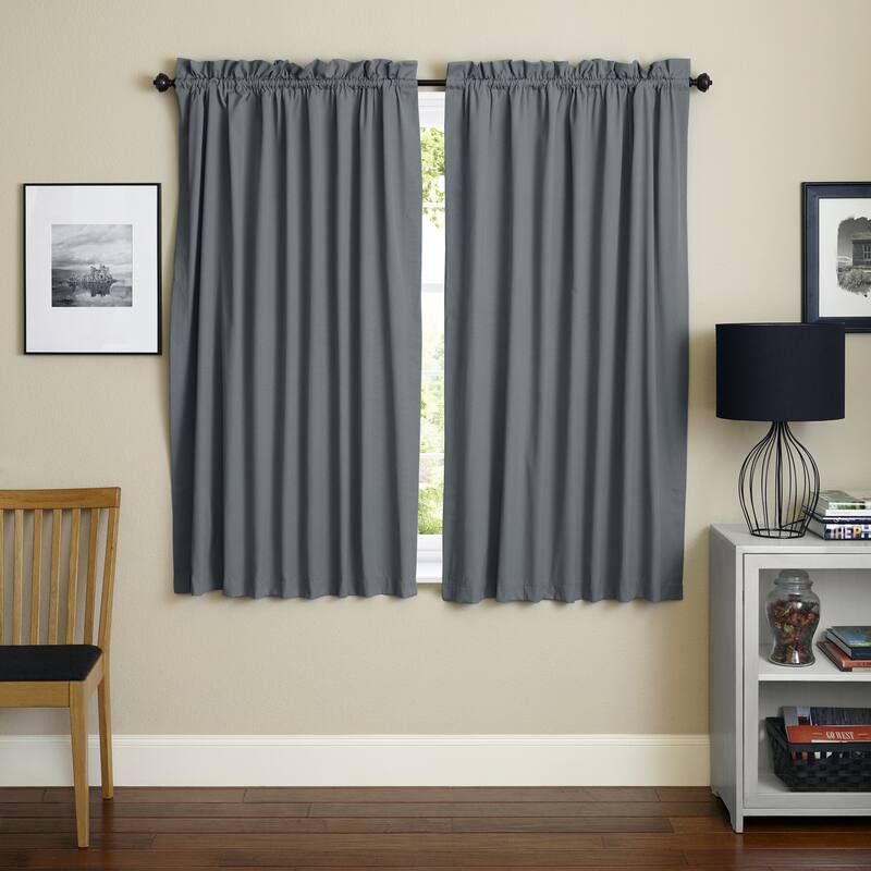 Blazing Needles 63-inch by 52-inch Twill Curtain Panels (Set of 2) - 52 x 63 - 52 x 63 - Grey