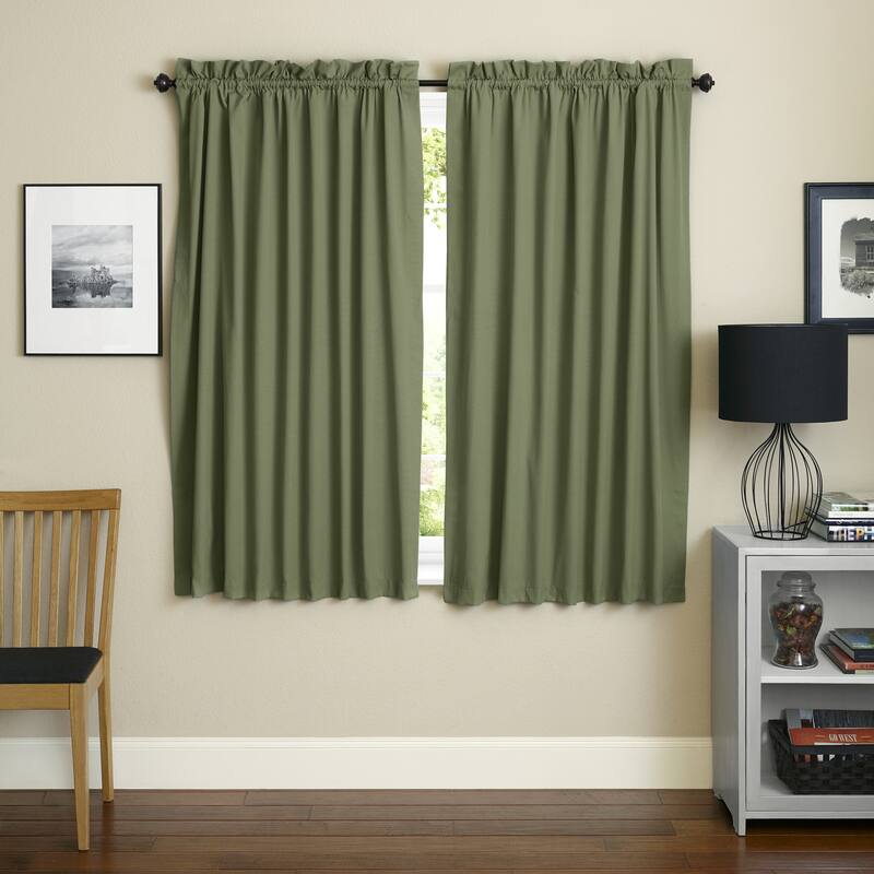 Blazing Needles 63-inch by 52-inch Twill Curtain Panels (Set of 2) - 52 x 63 - 52 x 63 - Sage