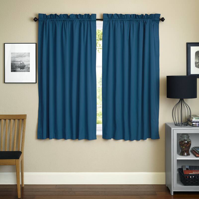Blazing Needles 63-inch by 52-inch Twill Curtain Panels (Set of 2) - 52 x 63 - 52 x 63 - Indigo