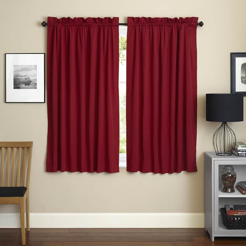Blazing Needles 63-inch by 52-inch Twill Curtain Panels (Set of 2) - 52 x 63 - 52 x 63 - Ruby Red