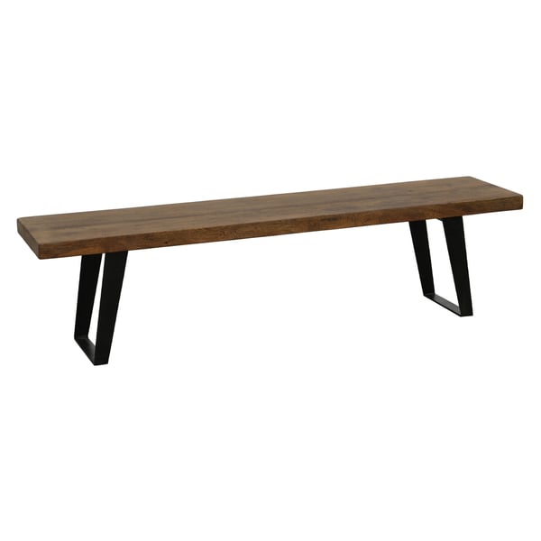 Camdale 70 inch Walnut Finish Acacia Wood and Iron Bench