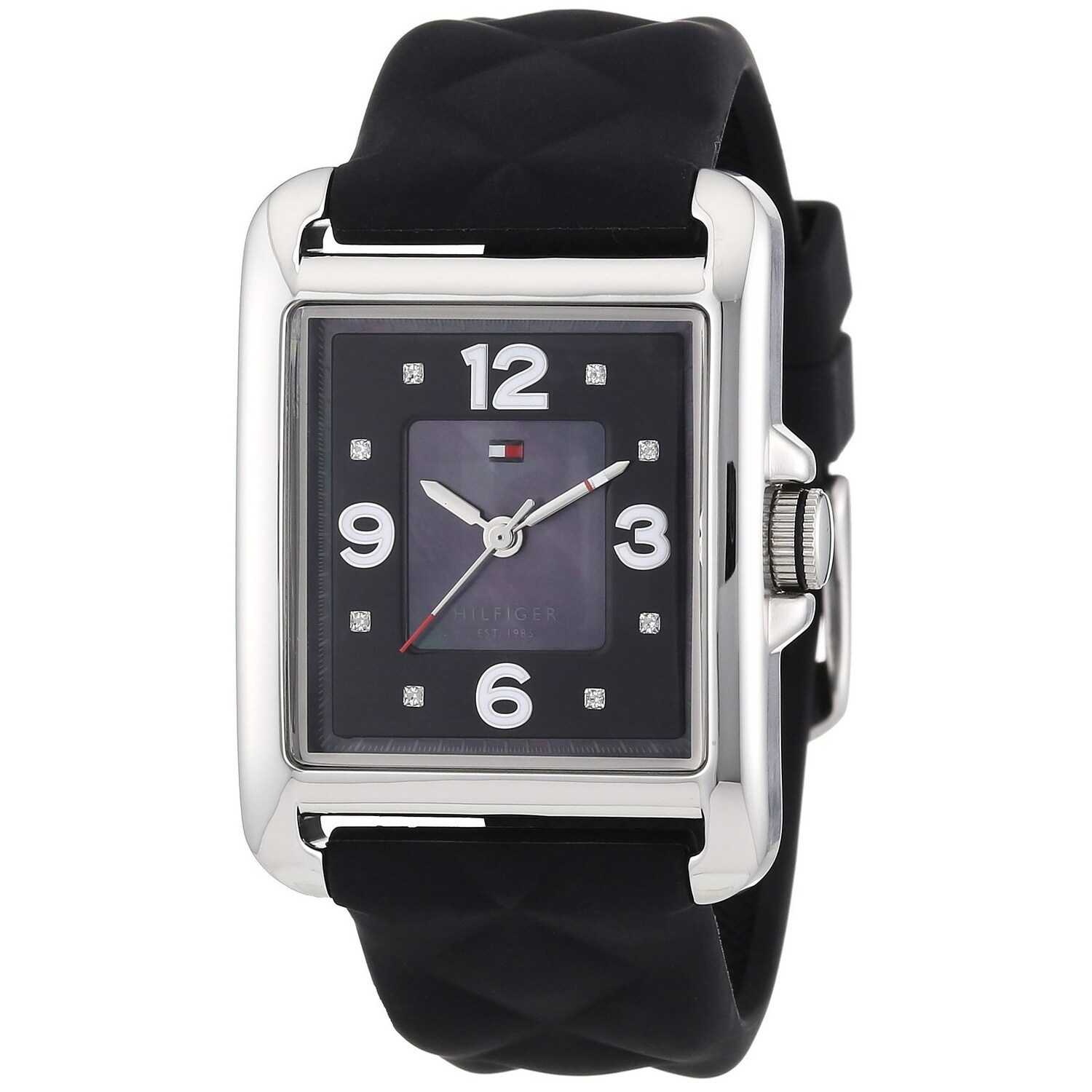 tommy hilfiger watch women's black silicone strap