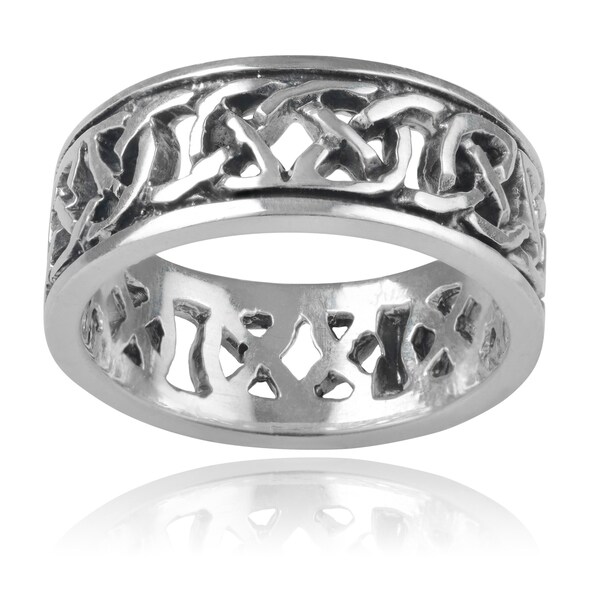 Shop Journee Collection Sterling Silver Celtic Knot Band (8mm ...
