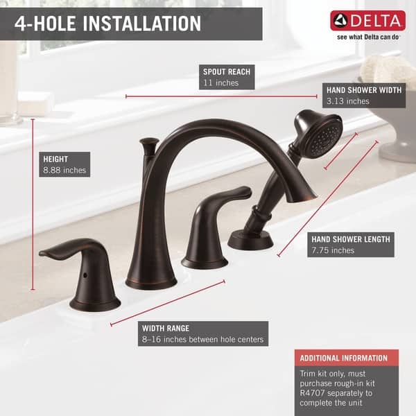 Shop Delta Lahara Roman Tub And Hand Shower Trim Overstock 9812847