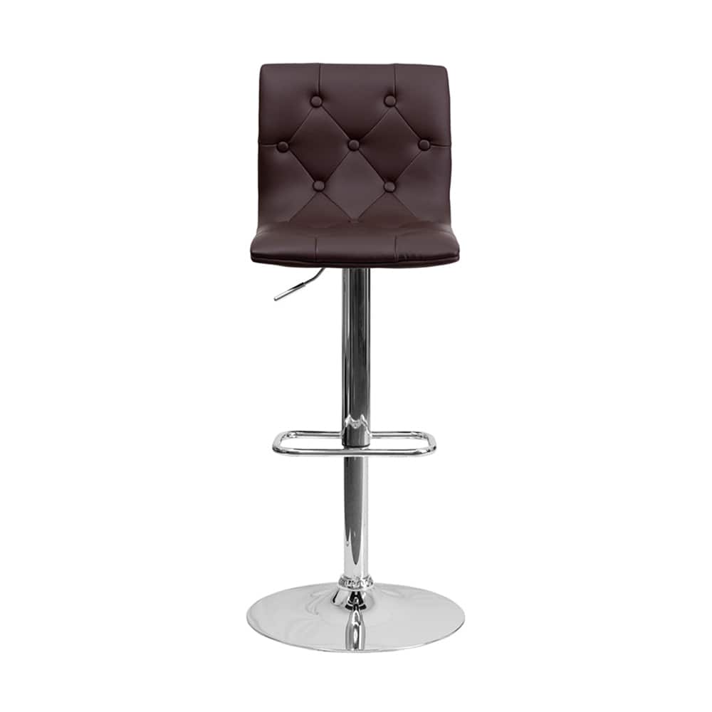 Offex Contemporary Tufted Brown Vinyl Bar Stool