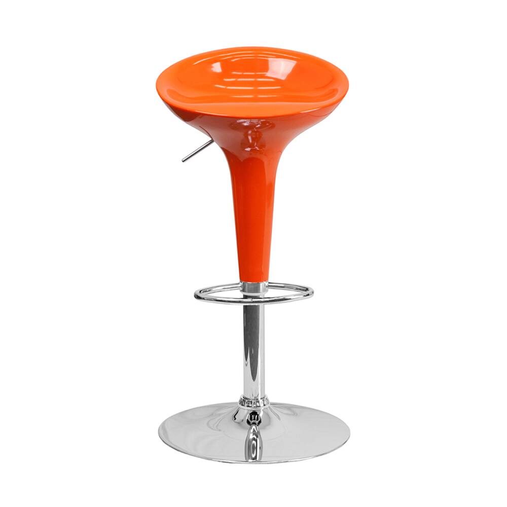 Offex Contemporary Orange Plastic Bar Stool
