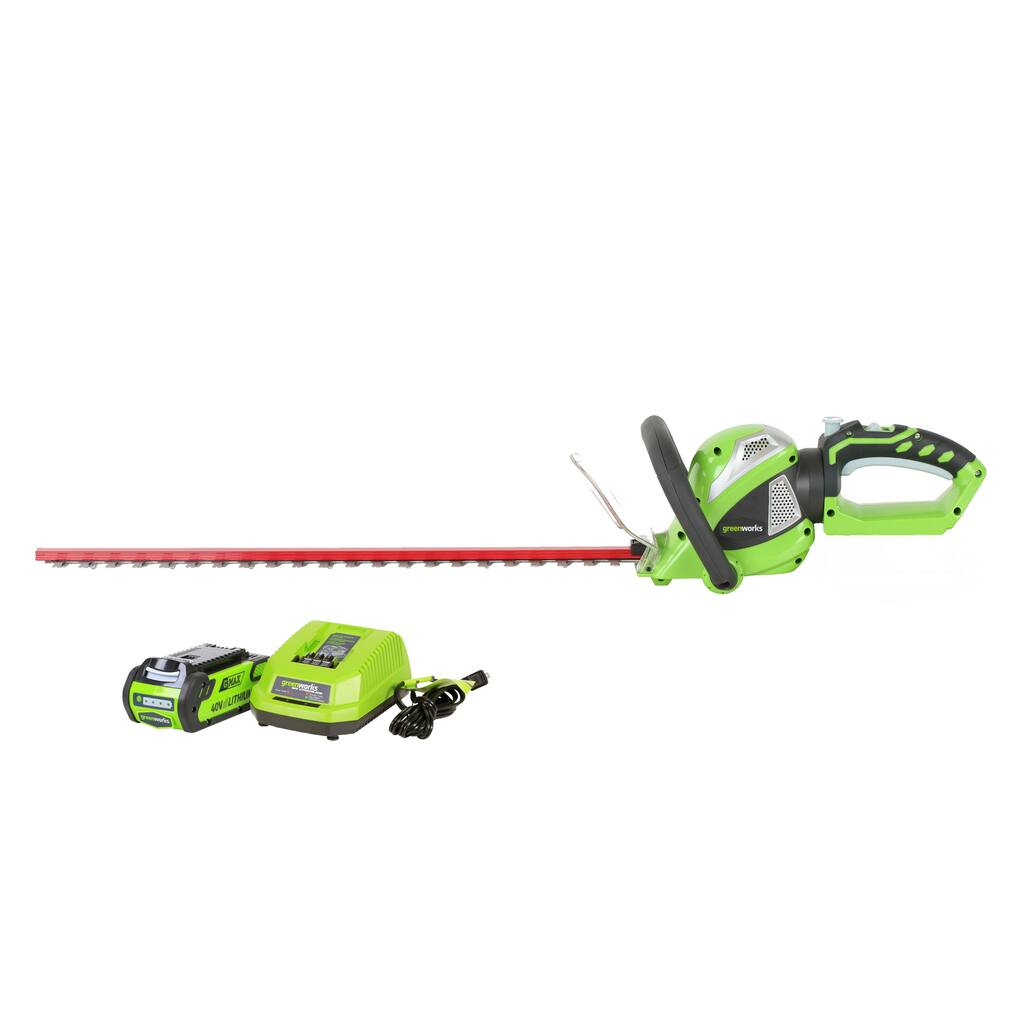 GreenWorks G-MAX 40V Li-Ion 24-inch Cordless Hedge Trimmer with 2Ah Battery and Charger