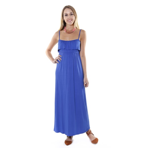 Hadari Womens Royal Blue Sleeveless Casual Maxi Dress