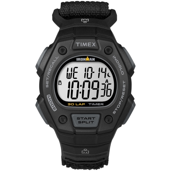 Timex Men's TW5K90800 Ironman Classic 30 Black Watch, Fast Wrap Velcro ...