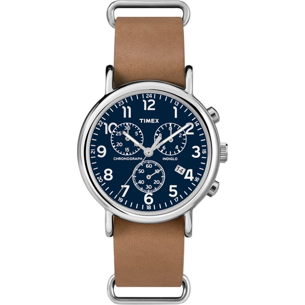 Timex Unisex Weekender Forty Chrono Tan Leather Strap Watch
