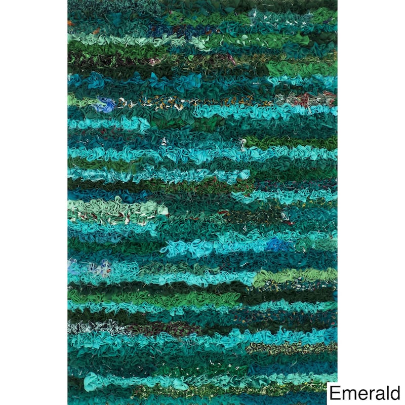 Alexander Home Payton Boho Shag Hand-Woven Rug - 3' x 5' /Surplus - Emerald