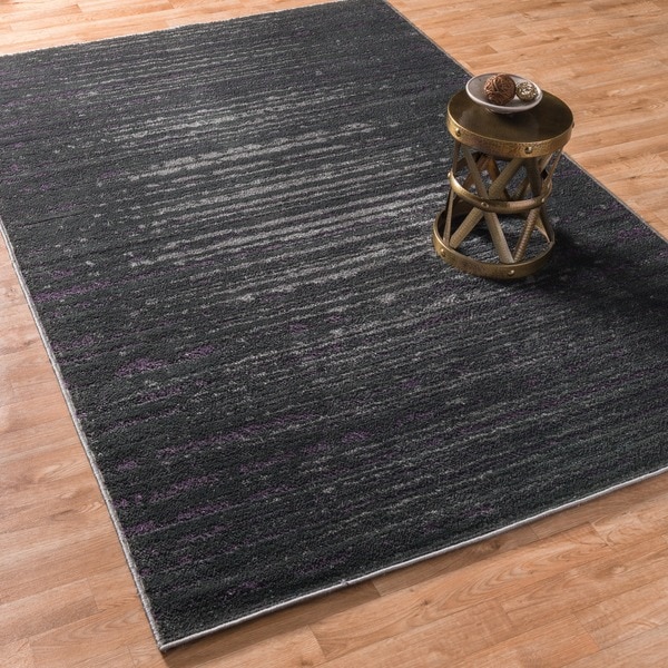 Kingsley Pewter/ Purple Rug (77 x 105)