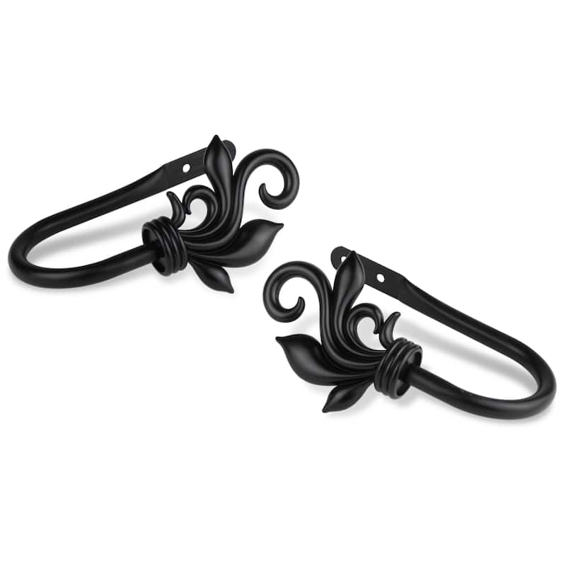 InStyleDesign Rhea Curtain Holdback Pair - n/a - Black Finish - Black