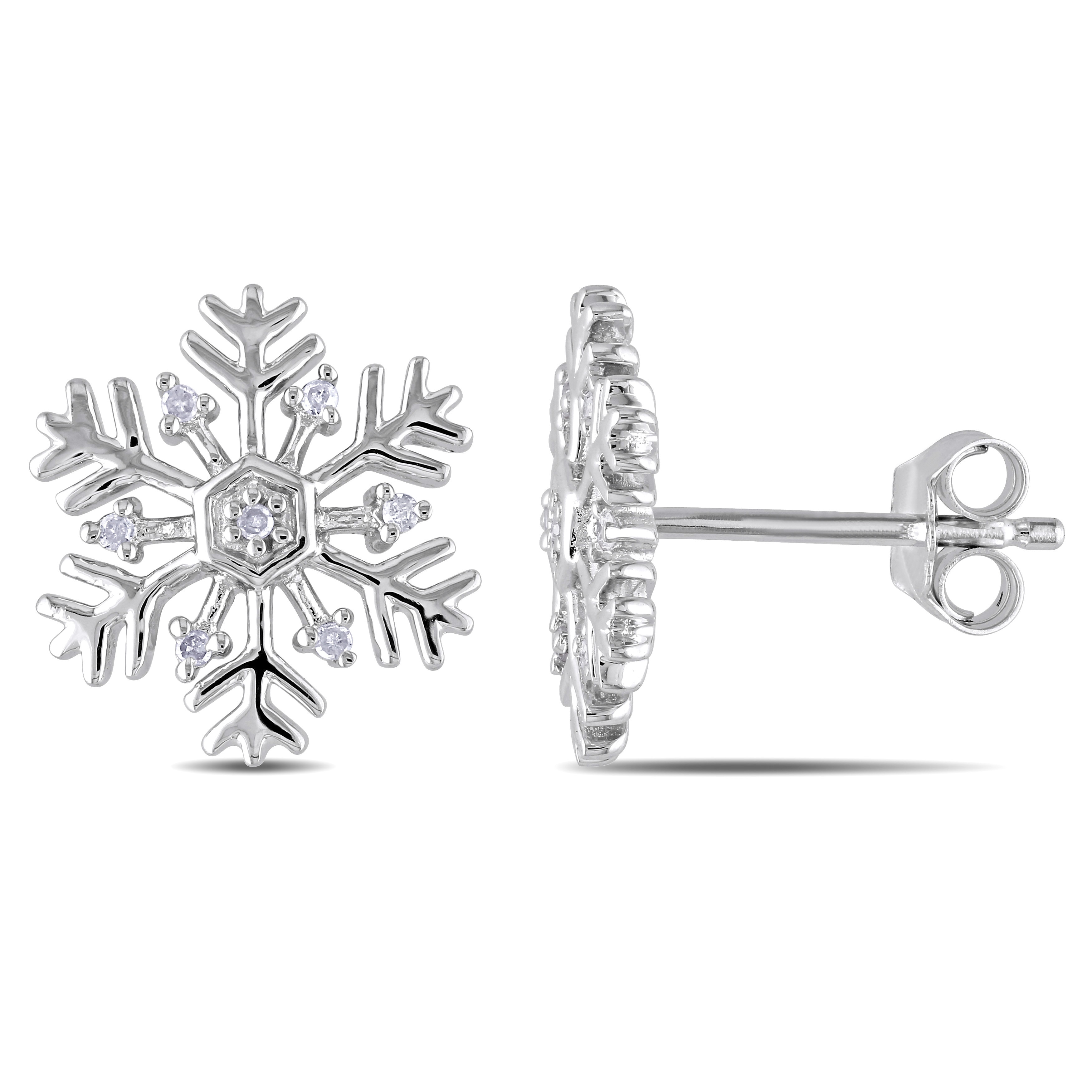 Miadora Sterling Silver Snowflake Diamond Stud Earrings Miadora Sterling Silver Snowflake Diamond Stud Earrings
