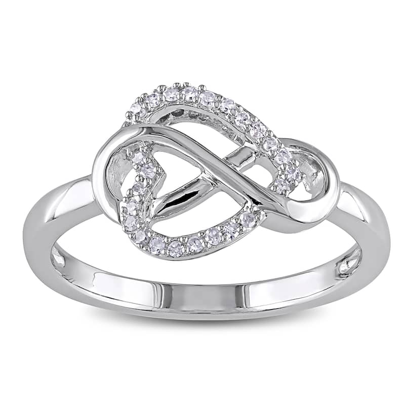 Miadora Sterling Silver 1/10ct TDW Diamond Heart Infinity Ring - 5