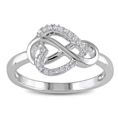 Miadora Sterling Silver 1/10ct TDW Diamond Heart Infinity Ring