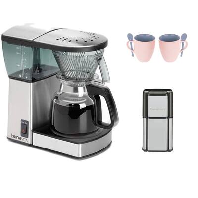 Bonavita 8-Cup Coffee Brewer with Glass Carafe BV1800 + Coffee Grinder + 2-Piece Ceramic Coffee Mugs