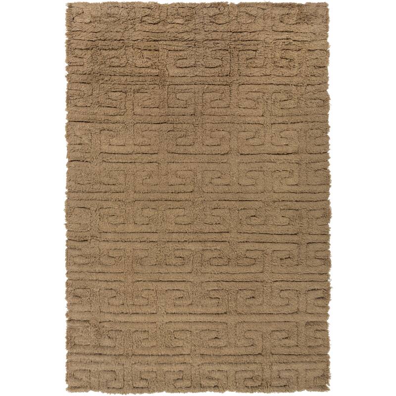 Hand-Woven Matthew Solid Pattern Wool Area Rug - 8' x 11' - Brown