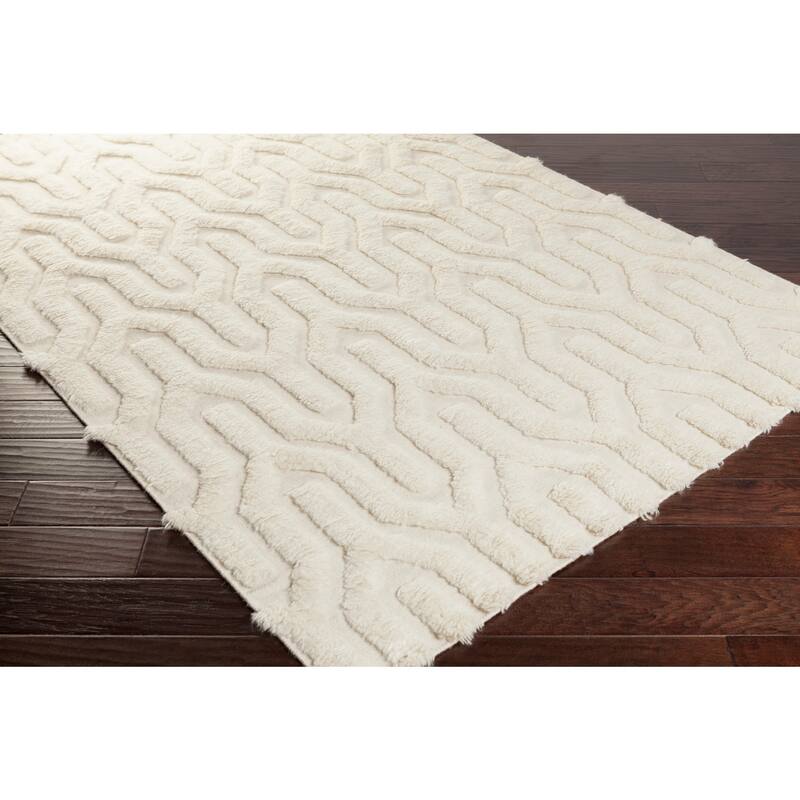 Hand-Woven Matilda Solid Pattern Wool Area Rug