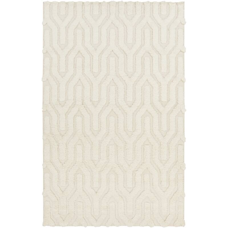 Hand-Woven Matilda Solid Pattern Wool Area Rug - 2' x 3' - White