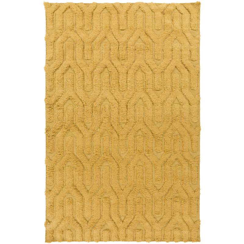 Hand-Woven Matilda Solid Pattern Wool Area Rug - 2' x 3' - Yellow