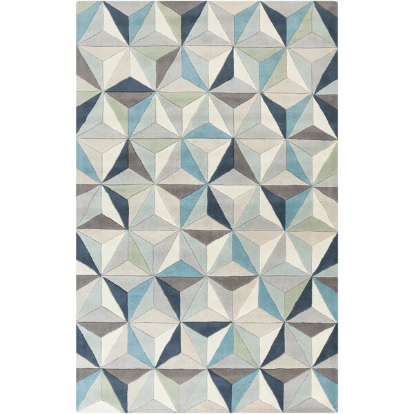 Hand-Tufted Roselyn Geometric Pattern Wool Area Rug