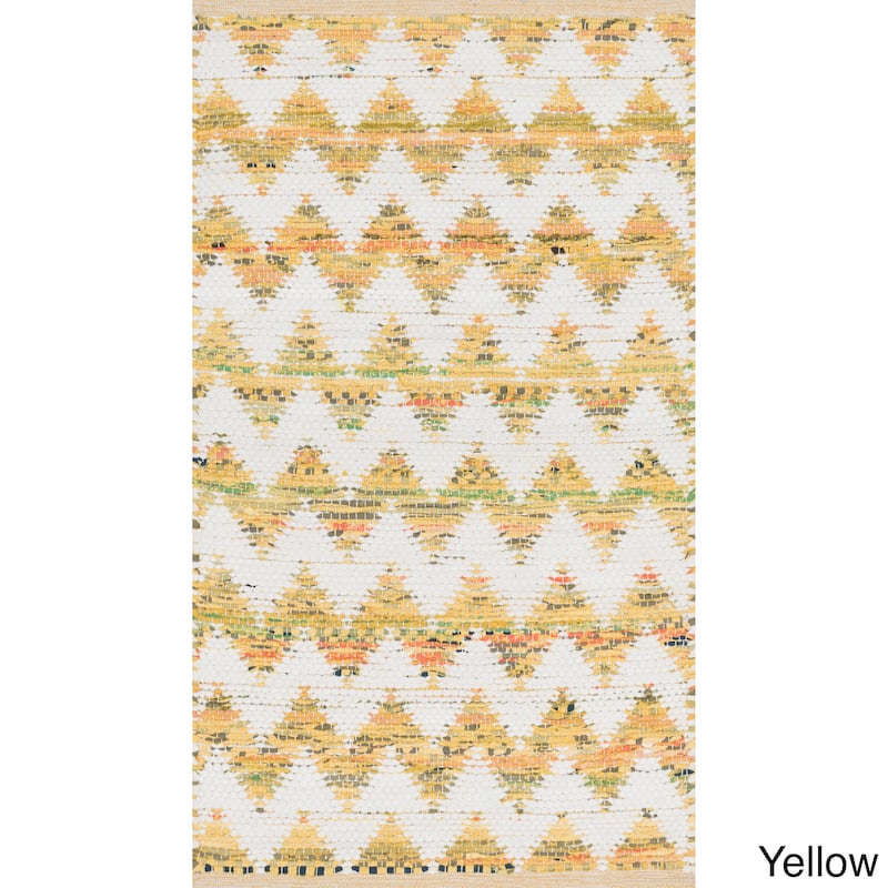 Hand-woven Becca Chevron Cotton Rug (2'3 x 3'9) - Yellow - 2'3" x 3'9"