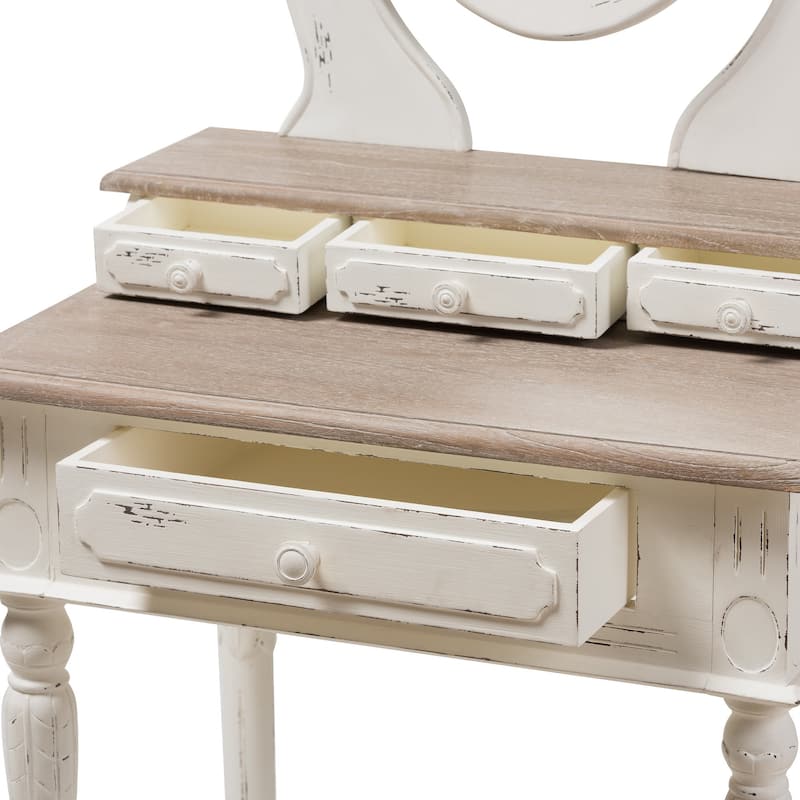 Anjou Traditional French Accent Dressing Table with Mirror