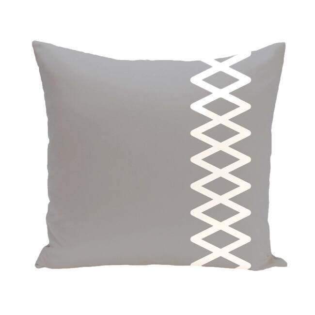 Side Diamond Stripe Geometric 16-inch Decorative Pillow - Grey