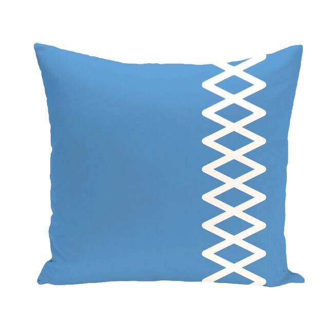 Side Diamond Stripe Geometric 16-inch Decorative Pillow - Blue