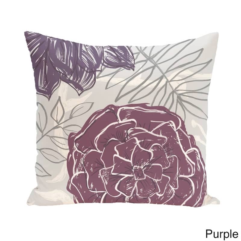 Tropical Floral 16-inch Decorative Pillow - Grey