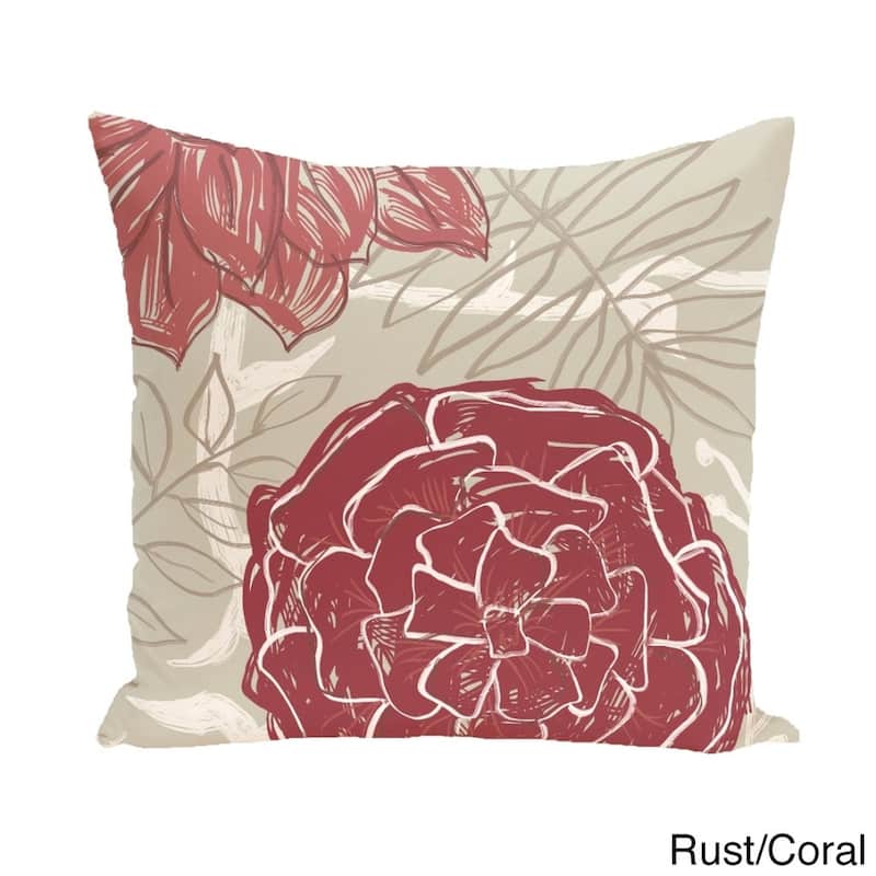 Tropical Floral 16-inch Decorative Pillow - Taupe